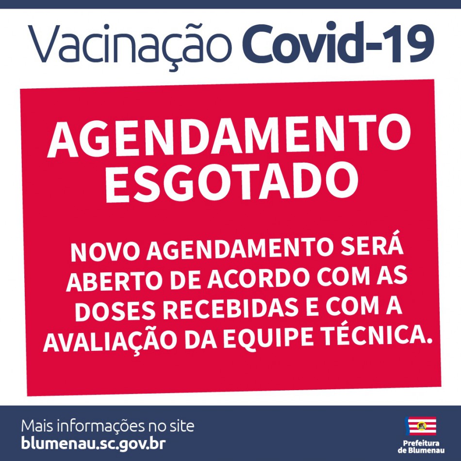 Vagas de vacinação contra a Covid-19 para quarta-feira, dia 7, são preenchidas em Blumenau