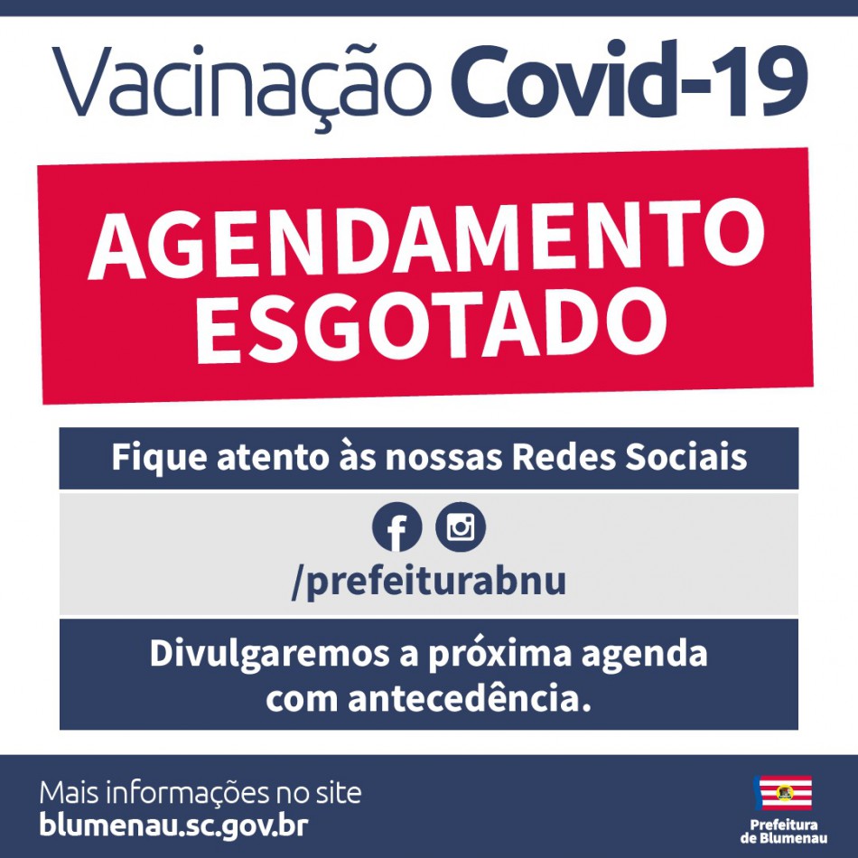 Vagas de vacinação contra a Covid-19 na terça-feira, dia 29, são preenchidas em Blumenau