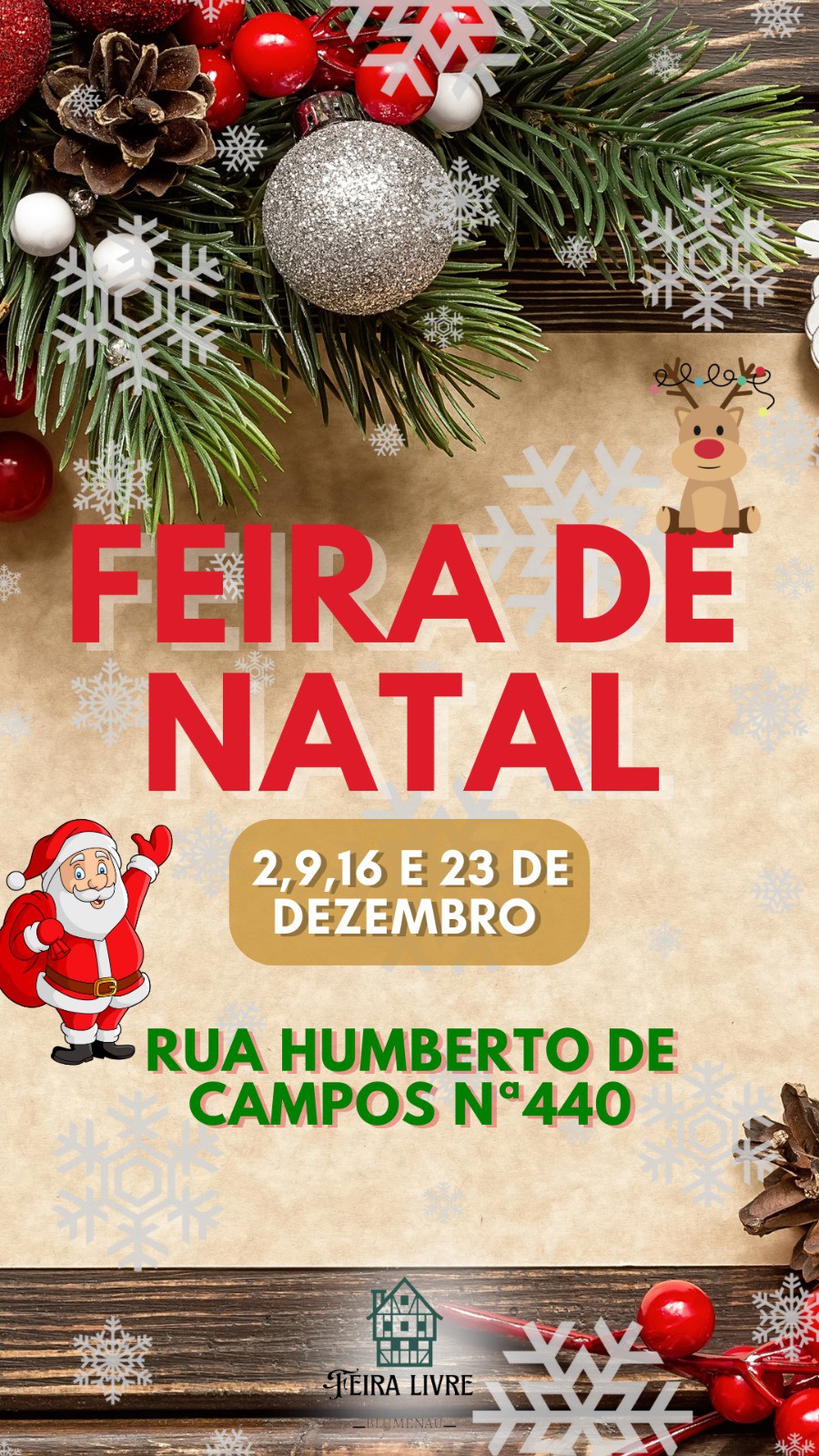 Prefeitura de Blumenau promove mais um dia de Feira de Natal neste sábado, dia 16