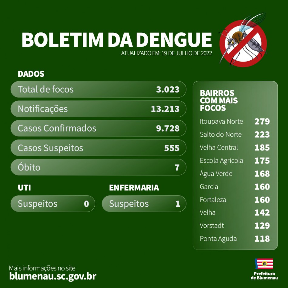 Boletim Dengue em Blumenau - 19/7/2022