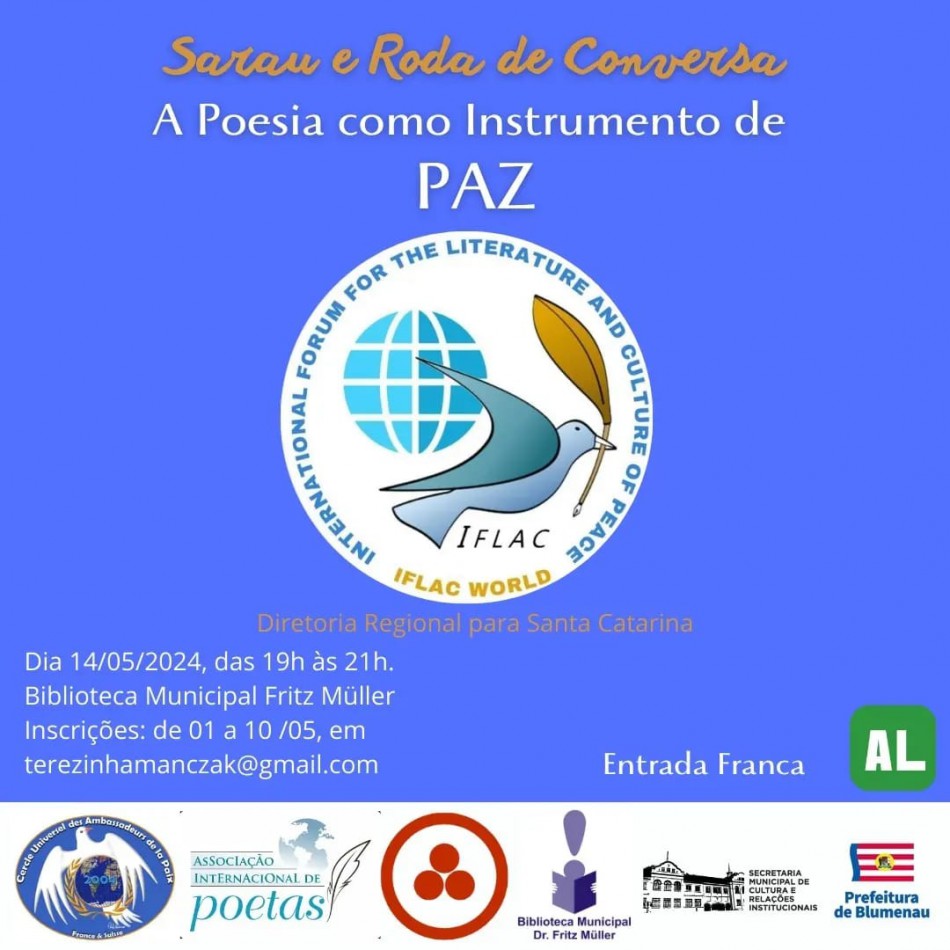 Sarau sobre poesia e paz recebe inscrições até sexta-feira